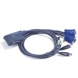 ATEN 2-port mini KVM USB, audio, 0,9m integrované kabely