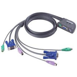ATEN 2-port KVM PS 2 mini, 1.2m kabely