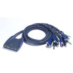 ATEN 4-port KVM USB mini, audio, 1.8m kabely