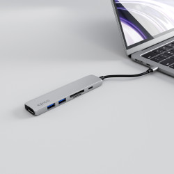 Epico 6v1 Alu Hub 8K s USB-C konektorem - stříbrná