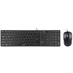 Genius SlimStar C126 COPILOT, sada klávesnice s optickou myší, CZ SK, drátová (USB), černá, nízkoprofilová
