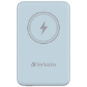 Verbatim, power banka s bezdrátovým nabíjením, 5V, nabíjení telefonu, 32247, 10 000mAh, magnetické připevnění, modrá