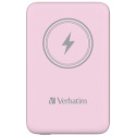 Verbatim, power banka s bezdrátovým nabíjením, 5V, nabíjení telefonu, 32248, 10 000mAh, magnetické připevnění, růžová