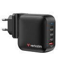 Verbatim, GaN cestovní nabíječka do sítě USB 3.0, USB C, šedá, 100 W, vyměnitelné vidlice C,G,A
