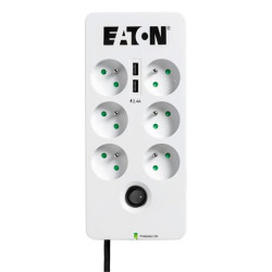 EATON Protection Box 6 USB FR, přepěťová ochrana, 6 výstupů, zatížení 10A, 2x USB port