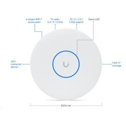 Ubiquiti U7-Pro-XG, Ceiling-mounted 6-stream WiFi 7 AP with 10 5 2.5 1 GbE support, bílý.