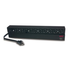 APC Basic Rack-Mount PDU - Pásek na rozvod silnoproudu (k montáži na regál) - AC 120 V - 2.4 kW - vstup: NEMA 5-20 - výstupní konektory: 10 (NEMA 5-20) - 1U - 19" - 3.7 m kabel - černá - pro P N: SMTL1000RMI2UC, SMX1000C, SMX1500RM2UC, SMX1500RM2UCNC, SMX750C, SMX750CNC