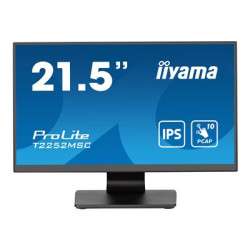 iiyama ProLite T2252MSC-B2AG - LED monitor - 22" (21.5" zobrazitelný) - dotykový displej - 1920 x 1080 Full HD (1080p) @ 60 Hz - IPS - 250 cd m2 - 1000:1 - 5 ms - HDMI, DisplayPort - reproduktory - černá, matný povrch