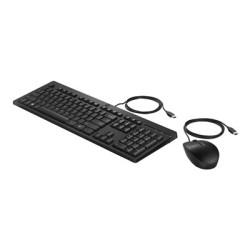 HP 225 - Klávesnice a sada myši - oboustranný, 3-zónové uspořádání, standardní zdvih klíčů - 100% - full size - USB - česká slovenská - černá