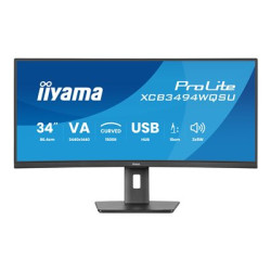 iiyama ProLite XCB3494WQSU-B1 - LED monitor - zakřivená - 34" - 3440 x 1440 UWQHD @ 120 Hz - VA - 350 cd m2 - 3000:1 - 0.4 ms - HDMI, DisplayPort, USB-C - reproduktory - matná čerň