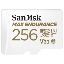 SanDisk MAX ENDURANCE microSDXC 256GB C10, U3, V30 120,000 Hours + SD Adaptér