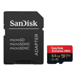 SanDisk Extreme PRO microSDXC 64GB A2 C10 V30 UHS-I U3 200MB s & 90MB s SD Adaptér + 2 years RescuePRO