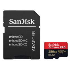 SanDisk Extreme PRO microSDXC 256GB A2 C10 V30 UHS-I U3 200MB s & 140MB s SD Adaptér + 2 years RescuePRO