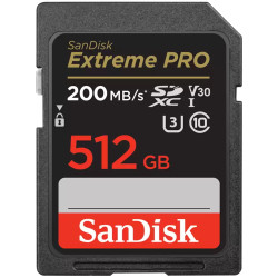 SanDisk Extreme PRO 512GB SDXC UHS-I, Class 10, U3, V30 up to 200MB s & 140MB s Read Write + 2 years RescuePRO
