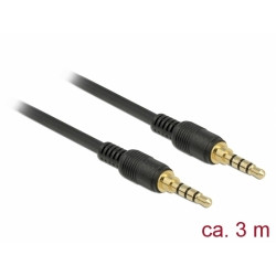Delock Kabel Stereo Jack 3,5 mm 4 pin samec samec 3 m černý