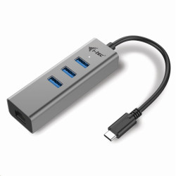 i-tec USB-C Metal 3-portový HUB s Gigabit Ethernet adapterem
