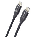 PREMIUMCORD Kabel USB-C M M, 240W 480Mbps černý bavlněný oplet, 1,5m