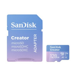 SanDisk Creator - Paměťová karta flash (adaptér microSDXC na SD zahrnuto) - 128 GB - A2 Video Class V30 UHS-I U3 - microSDXC UHS-I