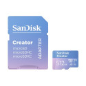 SanDisk Creator - Paměťová karta flash (adaptér microSDXC na SD zahrnuto) - 512 GB - A2 Video Class V30 UHS-I U3 - microSDXC UHS-I