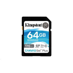 Kingston SDXC karta 64GB Canvas Go! Plus, R:170 W:90MB s, Class 10, UHS-I, U3, V30