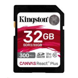 Kingston SDHC karta 32GB Canvas React Plus SDHC UHS-II 300R 260W U3 V90 for Full HD 4K 8K