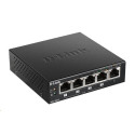 D-Link DGS-1005P 5-port Gigabit Desktop PoE+ Switch, 4 porty jsou PoE+, PoE budget 60W
