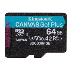 Kingston paměťová karta 64GB microSDXC Canvas Go Plus Gen4 C10 UHS-I U3