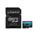Kingston MicroSDXC karta 512GB Canvas Go! Plus, R:170 W:90MB s, Class 10, UHS-I, U3, V30, A2 + Adaptér