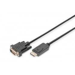 DIGITUS DisplayPort adaptérový kabel DP - DVI (24+1) M M, 3,0 m, s blokováním, kompatibilní s DP 1.1a, CE