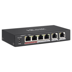 HiLook Powered by HIKVISION switch NS-0106P-35 4x port 10 100 Mbps RJ45 ports PoE 2x 100 Mbps uplink