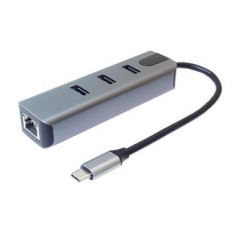 PremiumCord Adapter USB-C na Gigabit 10 100 1000Mbps + 3x USB3.2 konektor