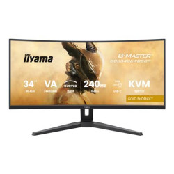 iiyama G-MASTER Gold Phoenix GCB3486WQSCP-B1 - LED monitor - hraní her - zakřivená - 34" (31.4" zobrazitelný) - 3440 x 1440 UWQHD @ 240 Hz - VA - 500 cd m? - 4000:1 - HDR400 - 0.4 ms - 2xHDMI, DisplayPort, 2xUSB-C, 2xUSB - reproduktory - černá