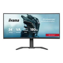 iiyama G-MASTER Red Eagle GCB3484WQSU-B1 - LED monitor - hraní her - zakrivená - 34" (31.4" zobrazitelný) - 3440 x 1440 UWQHD @ 180 Hz - VA - 500 cd m? - 4000:1 - HDR400 - 0.4 ms - 2xHDMI, DisplayPort, 2xUSB-C, 2xUSB - reproduktory - cerná