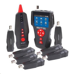 LAN Cable Tester TLCD88 s LCD, koax, Cat3 Cat5E Cat6, UTP STP, USB, PoE, ping, sonda, 8x protismyčka
