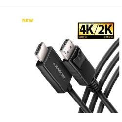 AXAGON RVD-HI20C2, DisplayPort - HDMI 2.0b redukce kabel 1.8m, 4K 60Hz