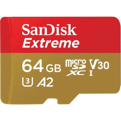 SanDisk micro SDXC karta 64GB Extreme Action Cams and Drones (170 MB s Class 10, UHS-I U3 V30) + adaptér