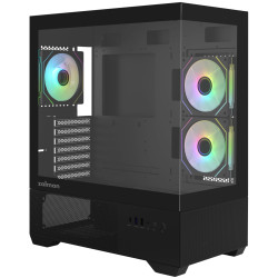 Zalman skříň Chronix midT 3x120mm ARGB fan USB 2.0 USB 3.0 USB-C panoramatická černá