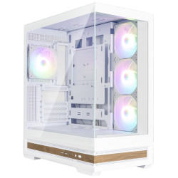 Zalman skříň P40 Namu midT 4x120mm ARGB fan 2xUSB 3.0 USB-C panoramatická dřevěné doplňky bílá