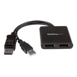 StarTech.com 2-Port Multi Monitor Adapter, DisplayPort 1.2 MST Hub, Dual 4K 30Hz or 1080p, USB Bus Powered, Video Splitter for Extended Desktop Mode on Windows Only, DP to 2x DP MST Hub - Multi Stream Transport (MSTDP122DP) - Separátor video - 2 x DisplayPort - desktop - pro P N: SV231DPU34K