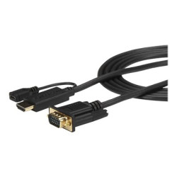 StarTech.com HDMI to VGA Cable - 3 ft 1m - 1080p - 1920 x 1200 - Active HDMI Cable - Monitor Cable - Computer Cable (HD2VGAMM3) - Kabel adaptéru - HDMI, Micro-USB typ B (pouze napájení) do HD-15 (VGA) s piny (male) - 1 m - cerná - aktivní, podpora 1920 x 1200 (WUXGA)