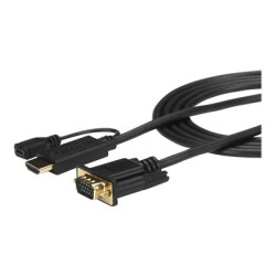 StarTech.com HDMI to VGA Cable - 6ft 2m - 1080p - Active Conversion - HDMI to VGA Adapter Cable for Your VGA Monitor Display (HD2VGAMM6) - Kabel adaptéru - HDMI, Micro-USB typ B (pouze napájení) do HD-15 (VGA) s piny (male) - 2 m - cerná - aktivní, podpora 1920 x 1200 (WUXGA) - pro P N: MST30C2DPPD