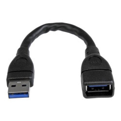 StarTech.com 6in Short USB 3.0 Extension Adapter Cable (USB-A Male to USB-A Female) - USB 3.1 Gen 1 (5Gbps) Port Saver Cable - Black (USB3EXT6INBK) - Prodlužovací šnura USB - USB typ A (F) do USB typ A (M) - USB 3.0 - 15.2 cm - lisovaný - cerná - pro P N: 35FCREADBU3, HB30A4AIB, HB30C4AIB, HB31C4AB, SU2DUPERA11, USB3SAA3MBK