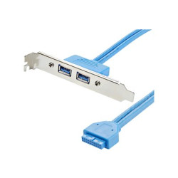 StarTech.com 2 Port USB 3.0 A Female Slot Plate Adapter - USB 3.0 motherboard Adapter - USB 3 plate - USB 3.0 header Adapter (USB3SPLATE) - Panel USB - USB typ A (F) do 20 pin IDC (F) - 50 cm - modrá - pro P N: PEXUSB312A1C1H, PEXUSB312A2C2V, PEXUSB312EIC