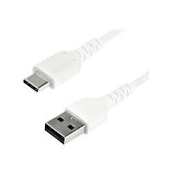 StarTech.com 2m USB A to USB C Charging Cable, Durable Fast Charge & Sync USB 2.0 to USB Type C Data Cord, Rugged TPE Jacket Aramid Fiber M M 3A White, Samsung S10, S20, iPad Pro, Pixel - Heavy Duty and Rugged - USB kabel - USB (M) rovné do 24 pin USB-C (M) rovné - Thunderbolt 3 USB 2.0 - 2 m - bílá