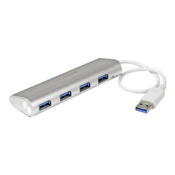StarTech.com 4 Port Portable USB 3.0 Hub with Built-in Cable - Aluminum and Compact USB Hub (ST43004UA) - Rozbocovac - 4 x SuperSpeed USB 3.0