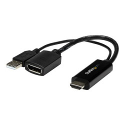 StarTech.com 4K 30Hz HDMI to DisplayPort Video Adapter w USB Power - 6 in - HDMI 1.4 (Male) to DP 1.2 (Female) Active Monitor Converter (HD2DP) - Kabel adaptéru - HDMI, USB (pouze napájení) s piny (male) do DisplayPort se zdírkami (female) - 25.5 cm - cerná - aktivní, podpora 4K30Hz (3840 x 2160) - pro P N: SV211HDUC, SV221HUC4K