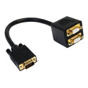 StarTech.com 1 ft. VGA to VGA Splitter Cable - M F Dual Monitor Video Cable Splitter (VGASPL1VV) - Rozdelovac VGA - HD-15 (VGA) (M) do HD-15 (VGA) (F) - 30 cm - cerná - pro P N: DP2VGAMM6, DP2VGAMM6B, HD2VGAMM6, MXT101MM