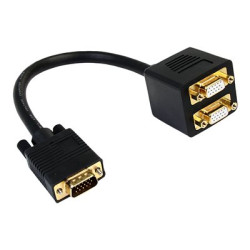 StarTech.com 1 ft. VGA to VGA Splitter Cable - M F Dual Monitor Video Cable Splitter (VGASPL1VV) - Rozdelovac VGA - HD-15 (VGA) (M) do HD-15 (VGA) (F) - 30 cm - cerná - pro P N: DP2VGAMM6, DP2VGAMM6B, HD2VGAMM6, MXT101MM
