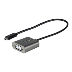 StarTech.com USB C to VGA Adapter, 1080p USB Type-C to VGA Adapter Dongle, USB-C (DP Alt Mode) to VGA Monitor Display Video Converter, Thunderbolt 3 Compatible, 12" Long Attached Cable - USB C to VGA Converter (CDP2VGAEC) - Video adaptér - 24 pin USB-C s piny (male) do HD-15 (VGA) se zdírkami (female) - 30 cm - cerná - podpora 1200p - pro P N: MXT101MMHQ45, MXT101MMHQ60, MXT101MMHQ65, MXT101MMHQ70, MXT101MMHQFF, TB4CDOCK