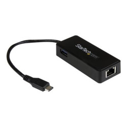 StarTech.com USB-C to Ethernet Gigabit Adapter - Thunderbolt 3 Compatible - USB Type C Network Adapter - USB C Ethernet Adapter (US1GC301AU) - Sítový adaptér - USB-C - Gigabit Ethernet + USB 3.1 Gen 2 - cerná